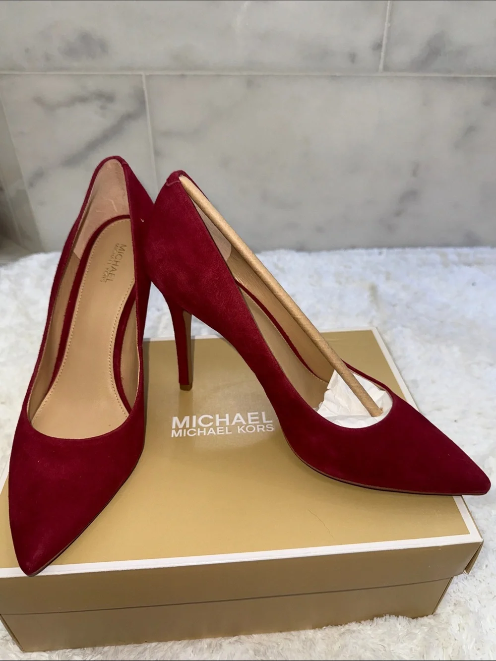 MICHAEL Michael Kors Women's Burgundy Suede Pointed-Toe Pumps 8.5 NIB